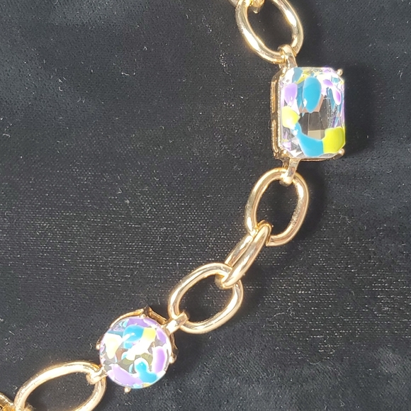 Bijou drive multi color gold chain with daisy collage  choker necklace - Picture 3 of 5